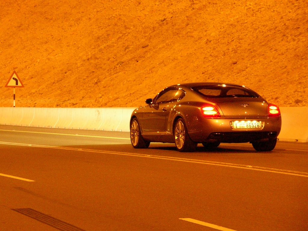 Flying down Jebel Hafeet with a Bentley
