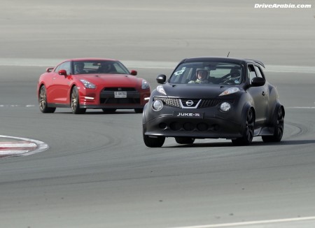 Nissan Juke-R and GT-R at the Dubai Autodrome