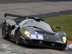 Ferrari P4/5 racecar in flames at the Nurburgring 24 Hours