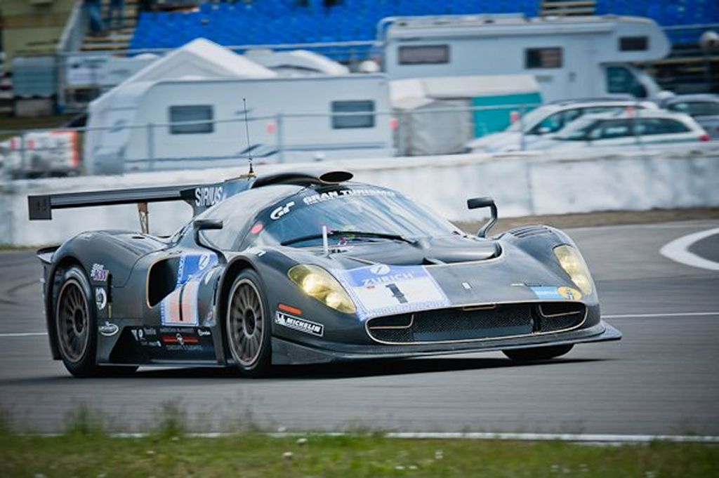 Ferrari P4/5 racecar in flames at the Nurburgring 24 Hours